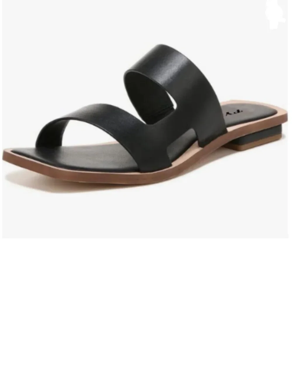 FYS Black Square Open Toe  Sandals Two Strap Slip On Outdoor Slippers Beach Shoe